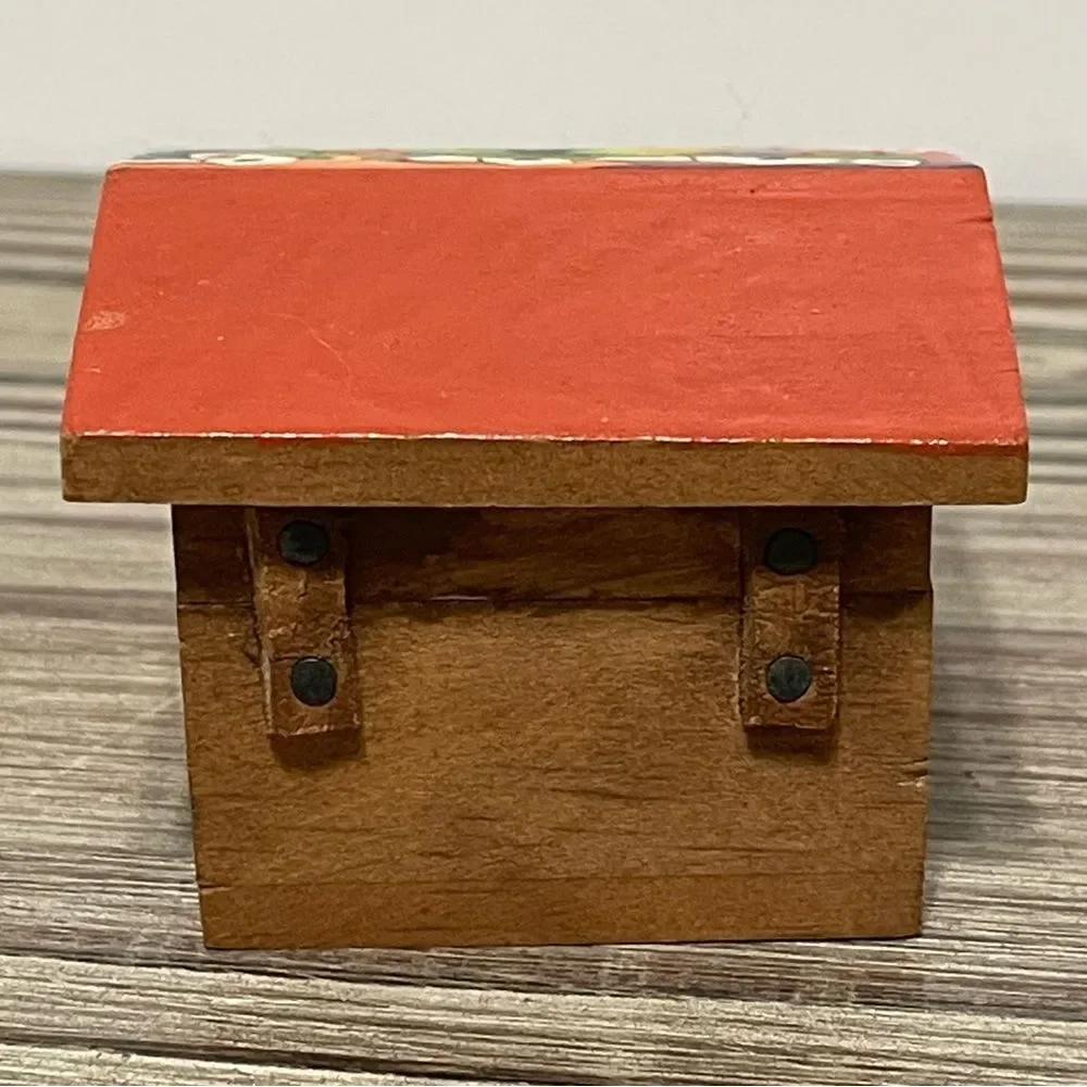 Handcrafted Folk Art Wooden Miniature Trinket Box Colorful Made in Honduras